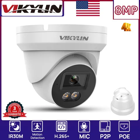 NEW VIKYLIN IR Night Version Network 8MP Mini Surveillance Camera MIC POE ONVIF