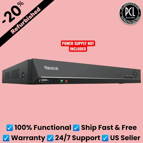 REOLINK 16CH PoE NVR for Home Security Camera System 4TB HDD BLACK