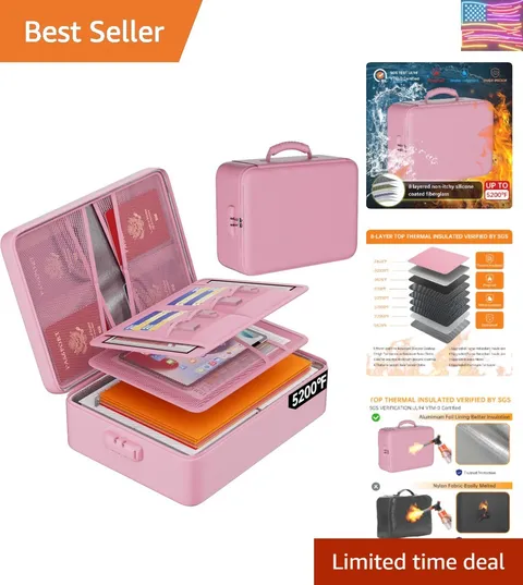 5200°F Document Organizer with Lock,Upgraded Heat Insulated Fireproof＆Waterpr...