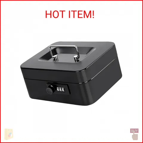 Jssmst Cash Box with Money Tray and Combination Lock - Secure Medication Lock Bo