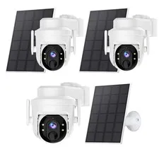 3Pcs Wireless Solar Battery Camera Outdoor WiFi 360° PTZ Security Camera