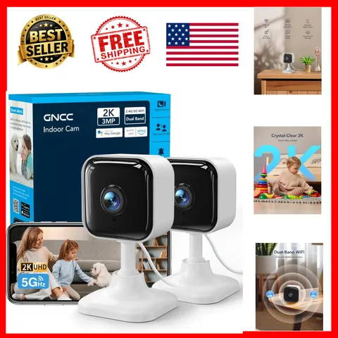 WiFi Pet Security Camera 2K 3MP Dual-Band Night Vision Motion Detection App