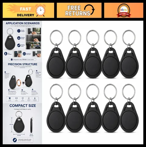 10pcs NFC Key Fob Tags 125KHz Keychain Writable Access Cards 363bits Memory