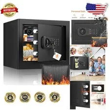 Heavy Duty Safe Box: 1.2 Cu Ft, Steel Construction, Alarm, Fireproof Bag