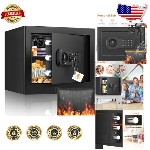 Heavy Duty Safe Box: 1.2 Cu Ft, Steel Construction, Alarm, Fireproof Bag