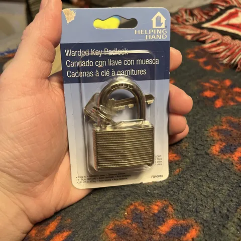 Helping Hand Warded Key Padlock With two Keys Laminated Steel. NEW Never Open