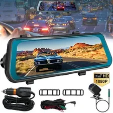 9.6" 1080P Dual Lens Car DVR Mirror Cam Dash Recorder RearView Camera G Sensor