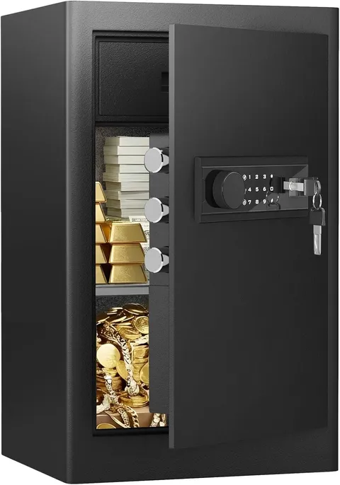 Kavey Safe Box, 6.0 Cub Large Safe with Drawer & Backlit Keypad for Jewelry