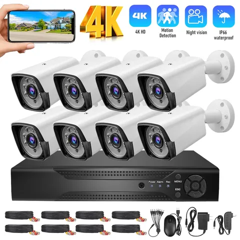 5MP Lite 8CH DVR 1080P Security Camera System Outdoor H.265+ Home CCTV Kit IP66