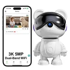 3K Indoor Security Camera for Home – Cute Bear Baby Monitor, Pet Camera & Nan...