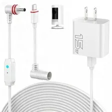 25FT 15W Power Cord and Adapter Compatible with Ring Spotlight Cam White