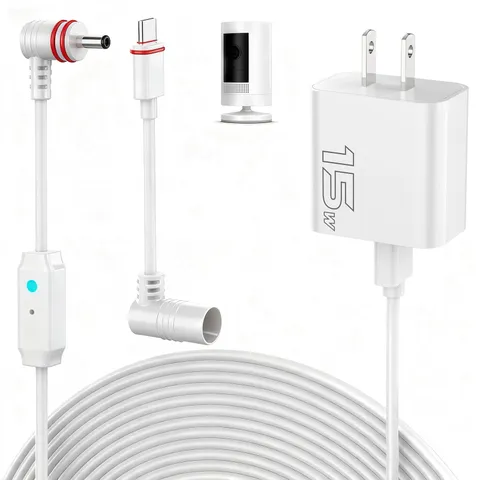 25FT 15W Power Cord and Adapter Compatible with Ring Spotlight Cam White