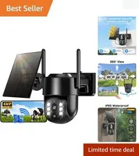 360-Degree Solar Security Camera with Enhanced Night Vision & Motion Alerts