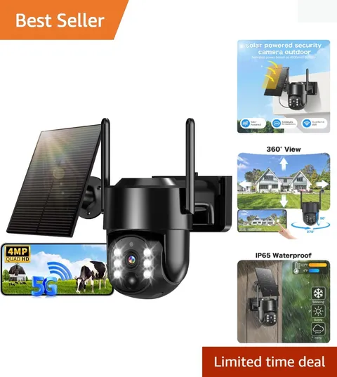 360-Degree Solar Security Camera with Enhanced Night Vision & Motion Alerts