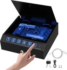 Biometric Gun Safe for Pistols 3-Ways unlock Fingerprint Digital PIN Key Unlo...