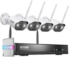 ZOSI 2K 8CH 4pcs 3MP WiFi Security Camera System 500GB HDD Night Vision Audio