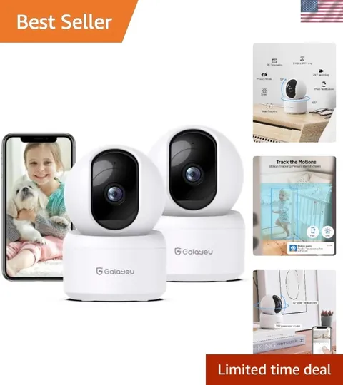 Indoor Security Camera 2K, Pet Camera, 360 Degree 2.4G WiFi Home Security Cam...