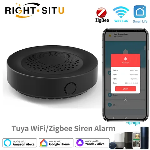 Tuya Zigbee WiFi Siren Alarm For Smart Home Security 100db Speaker Works With