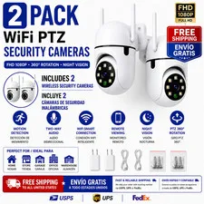 2 Pack 1080P WiFi PTZ Security Camera 360° Outdoor Night Vision