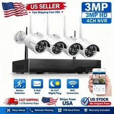 10CH NVR 5MP System, 5×3MP Cameras, 1TB HDD, Night Vision, Motion Detection, App