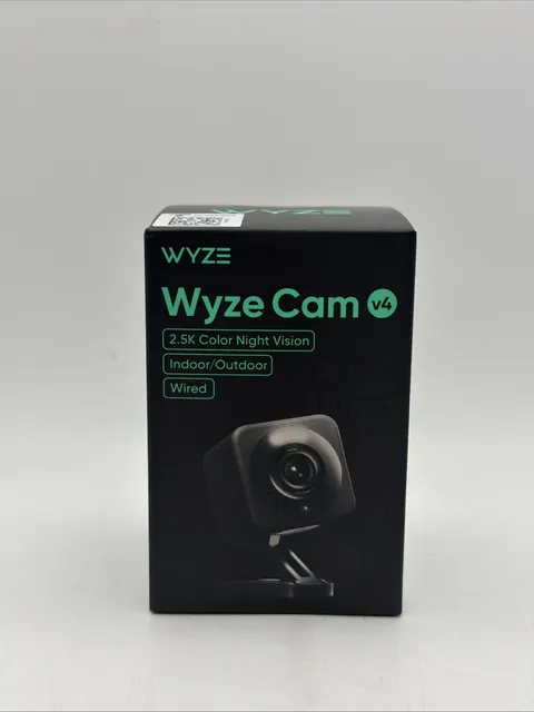 Wyze Cam v4 2.5K QHD Indoor/Outdoor WiFi Smart Security Camera Wired Black