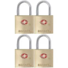 Brink's 4-PACK SOLID BRASS PADLOCK 22mm TSA TRAVEL LUGGAGE Weather-Resistant