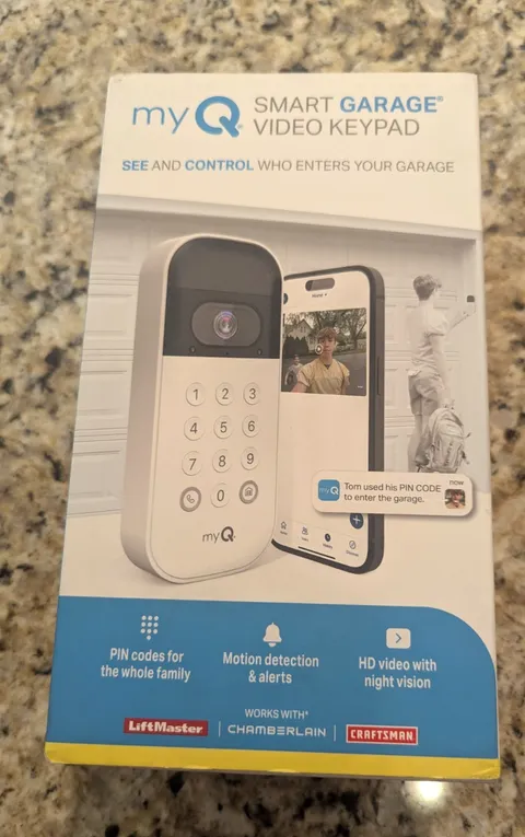 MyQ Smart Garage Door 1080p HD Video Keypad Battery Operated White