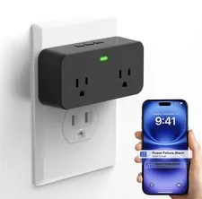 Power Failure Alarm WiFi  Smart Power Outage Alarm with App 2 Sockets