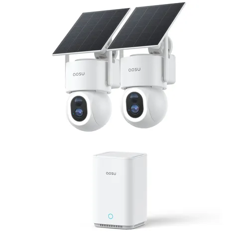aosu SolarCam D1 Max 2-Cam Kit, 4K Solar Security Cameras Outdoor White