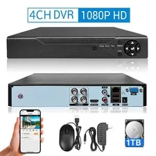 4 Channel 5MP Lite DVR HD 1080p Recorder w/ 1TB for Security Camera System CCTV