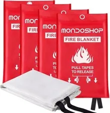 Emergency Fire Blanket for Home and Kitchen, 4 Pack, 40" x 40" Coverage