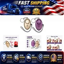 Taiker Personal Alarm 140DB Keychain LED Light - 2 Pack (Gold & Purple)