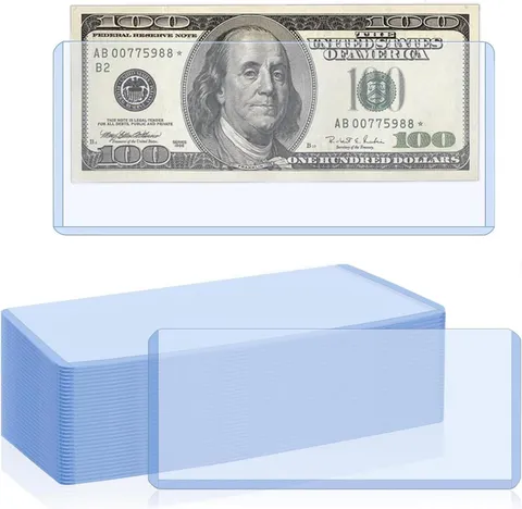 16 Pack Dollar Bill Sleeves, 6.8" x 2.9" Banknotes Top-Insert Holders