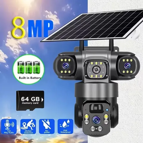 Solar-Powered Wireless Outdoor Security Camera - Rotatable PTZ Home Security Cam