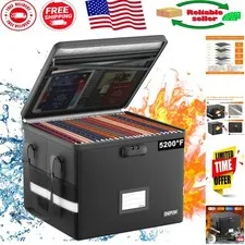5200°F Fireproof Document Box with Lock - Heat Insulated & Portable Organizer