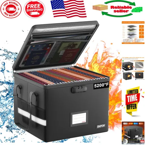 5200°F Fireproof Document Box with Lock - Heat Insulated & Portable Organizer