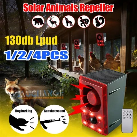 Lot Ultrasonic Solar Alarm Light Barking Security Siren Garden Animal Repellent