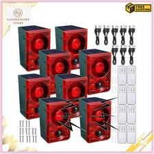 Solar Motion Sensor Alarm 130dB Dog Barking Gunshot Sound 3 Mode 4 Pack