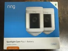 Ring Spotlight Cam Plus Camera Indoor/Outdoor Wireless Pack of 2 Battery New!!!!