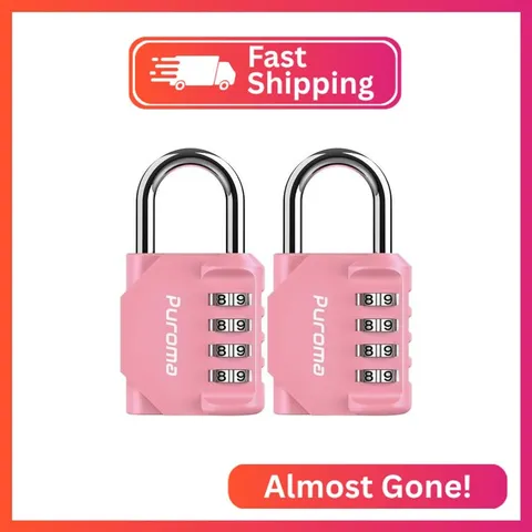 Puroma 2 Pack Combination Lock Locker 4 Digits Combo Padlock Gym Rose Pink