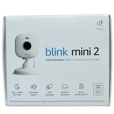 Blink Mini 2 Indoor & Outdoor White Plug-in Smart Security Camera HD Night Alexa