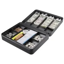 12-Inch Fold Out Cash Box with Key Lock – Drop Slot, 4 Bill Compartments, 5