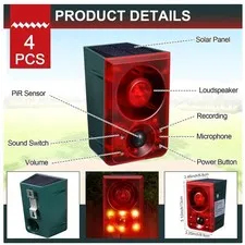 Solar Motion Sensor Alarm 130dB Animal Deterrent