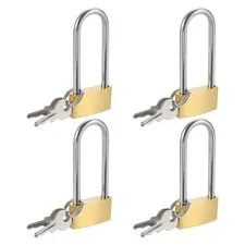 4Pcs Solid Brass Padlock with Key 1" Wide Body 1.7 Inch Long Shackle Lock