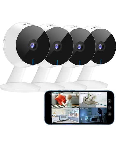 LaView 4MP 2K Cameras for Home Security Indoor, 5G& 5Ghz 4 Pack, White