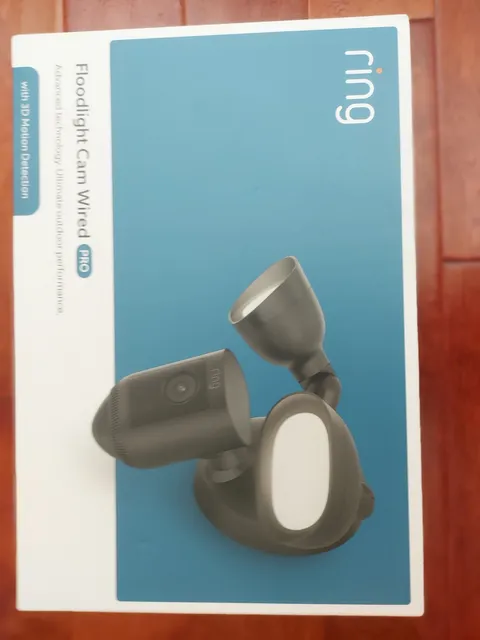NEW Ring Floodlight Cam Wired Pro w/ Birds Eye View 3D Motion Detection White