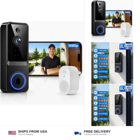 Doorbell Camera Wireless, 1080P Video Doorbell Camera Battery Powered | Secur...