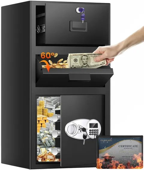 Large 5.8 Cuft Anti-Theft Drop Safe with Digital Keypad & Drawer for Business