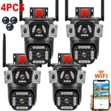 2 Lens 4K WiFi IP Camera Wireless Outdoor CCTV PTZ Home Security Night Vision US