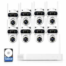 4/8PC Camera Wireless CCTV Security System Triple Lens 3K 10CH NVR Auto Tracking
